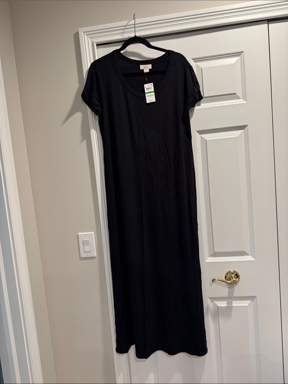 Style & Co. Black Short-Sleeve Maxi Dress